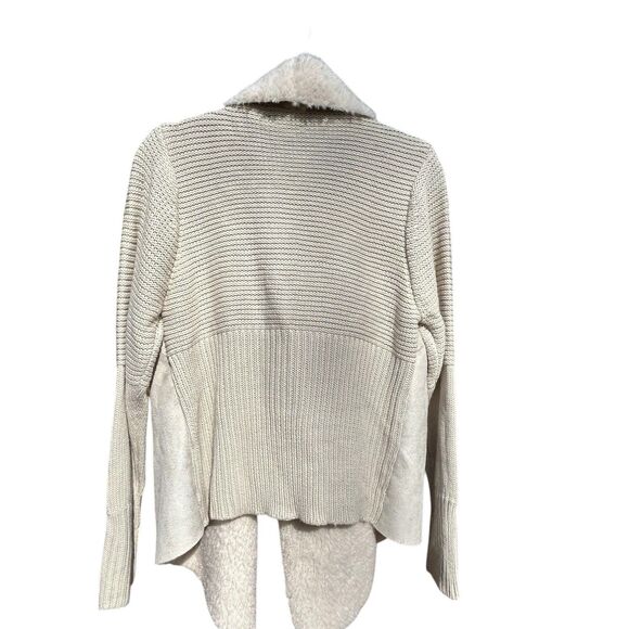 NEW Chelsea & Theodore Faux Suede Fur Shearling Cardigan Beige Jacket - Size XL - Picture 6 of 13